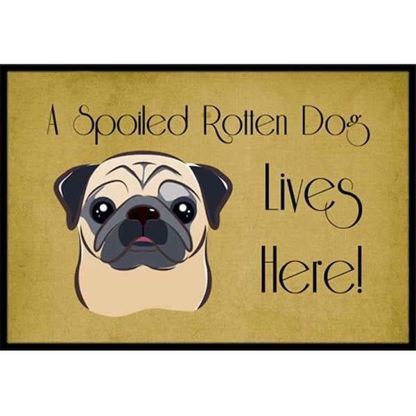 Carolines Treasures BB1510MAT Fawn Pug Spoiled Dog Lives Here Indoor & Outdoor Mat; 18 x 27 in. BB1510MAT - main